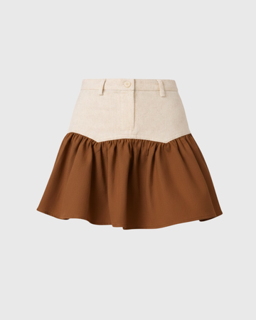 SAND STRIPE MINI SKIRT (COFFEE)