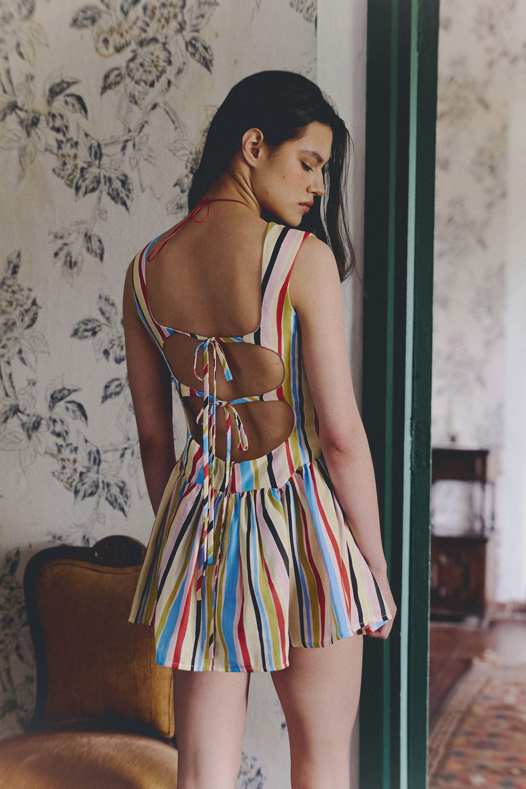 vestido, corto, mini, rayas